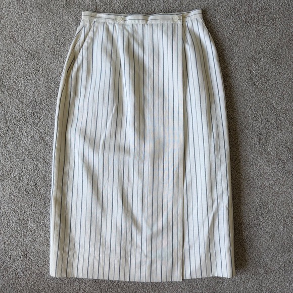 Christian Dior Dresses & Skirts - VTG 70's Christian Dior Linen Blend Striped Pencil Midi Skirt Size 10 (4/6 fit)